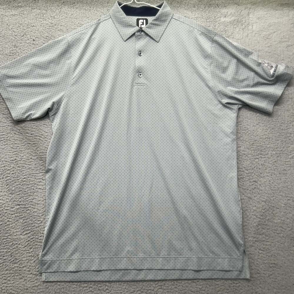 Footjoy Polo Shirt Mens Large The Mole Hole Polka Dog Gray