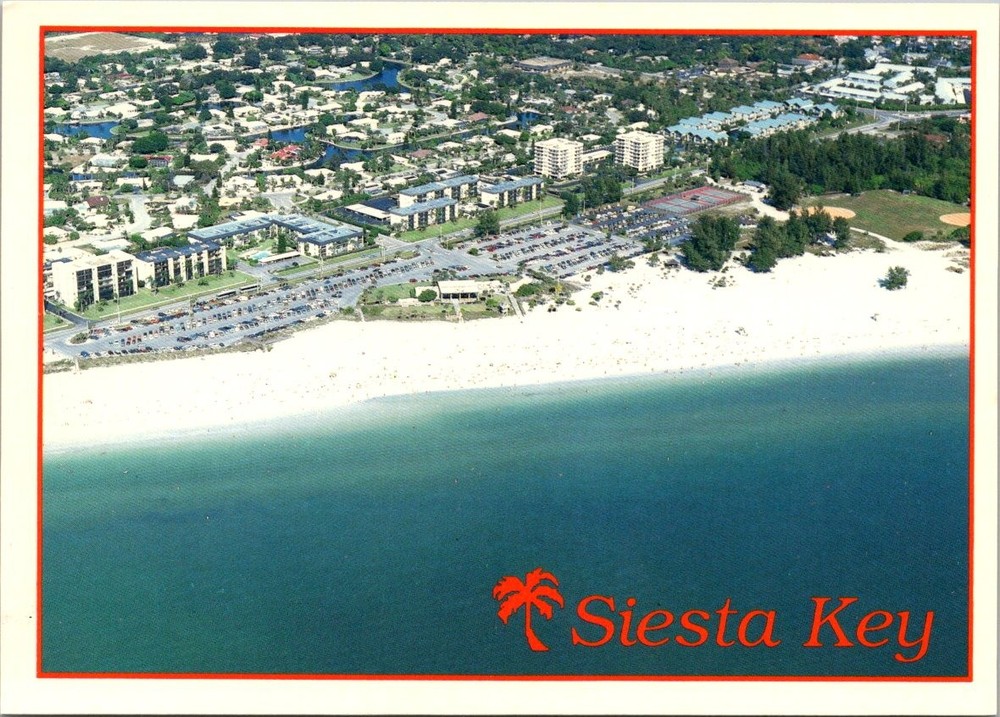 Siesta Key Sarasota Florida Beach Aerial View Continental Postcard A003