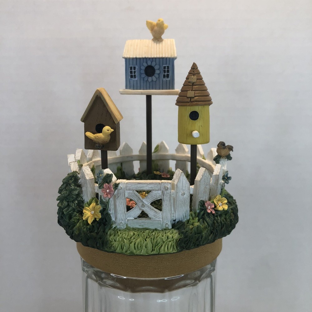 Our America Birdhouse Jar Candle Topper  Birds Spring