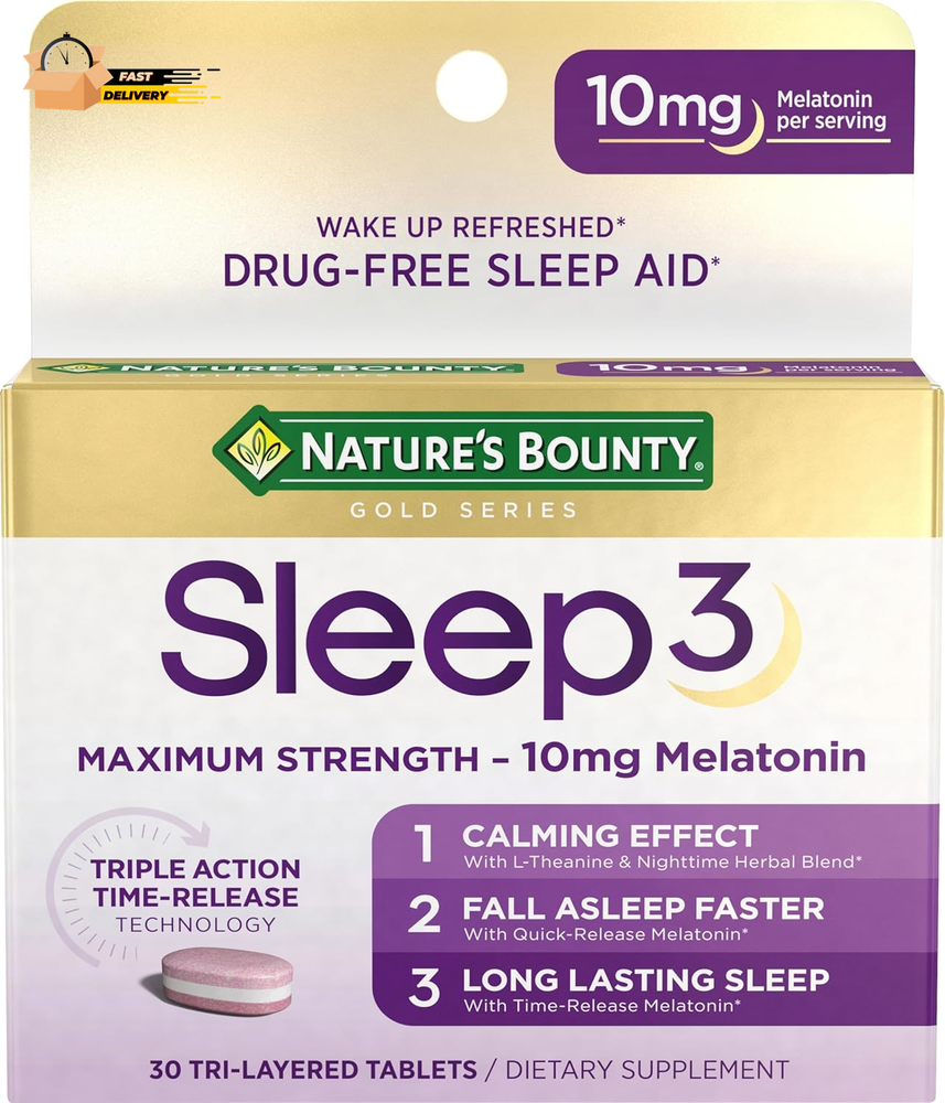 Melatonin by , Sleep3 Maximum Strength 100% Drug Free Sleep Aid,