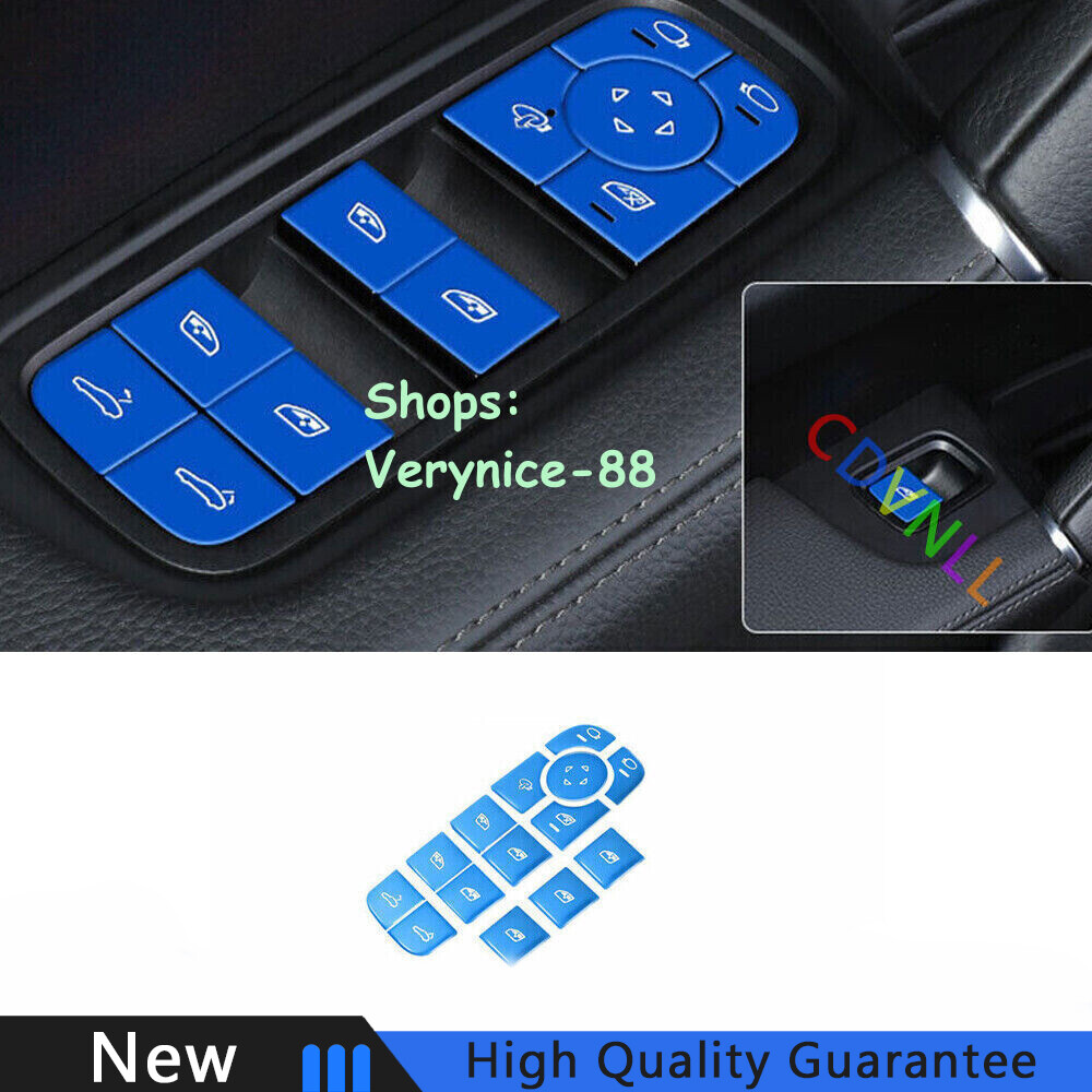 For Porsche Panamera 17-2021 Blue Aluminum Window Lift Switch Button Cover Trim