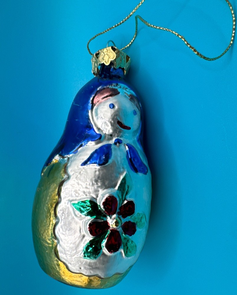 Vtg Hand Blown Glass Russian Nesting Matryoshka Doll Christmas Ornaments 4.5”