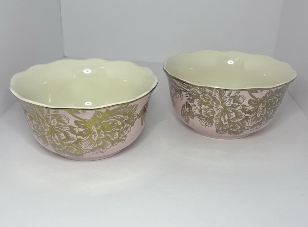 222 Fifth Adelaide Pink Gold Soup/Cereal Bowls Set Of Two.