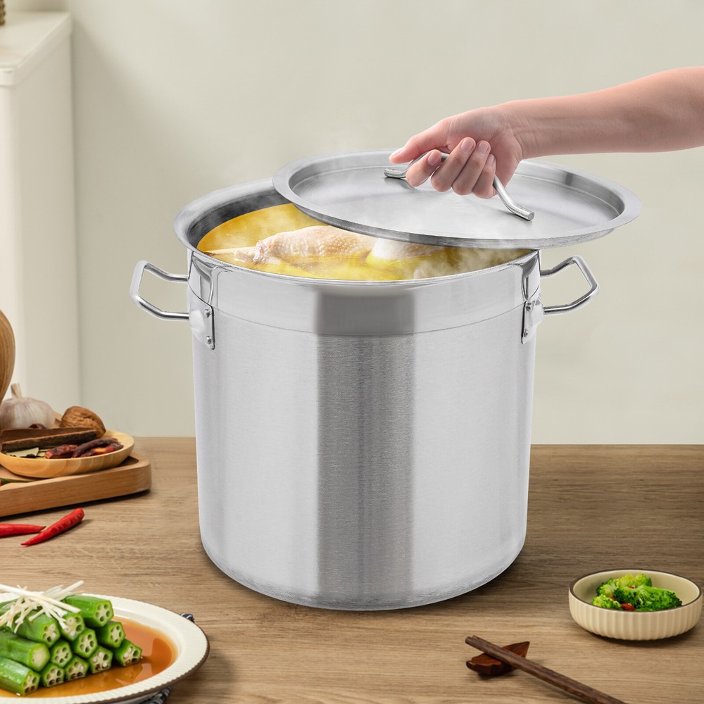4.49Gal/17L Stock Pot Stainless Steel Large Kitchen Soup Big Cooking Stockpot