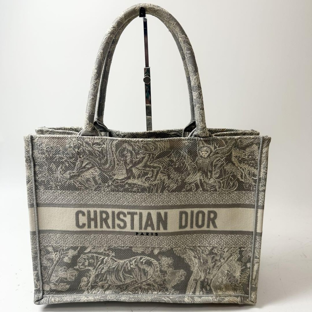 Dior Book Tote medium toile de Jouy gray tote bag Authentic From Japan