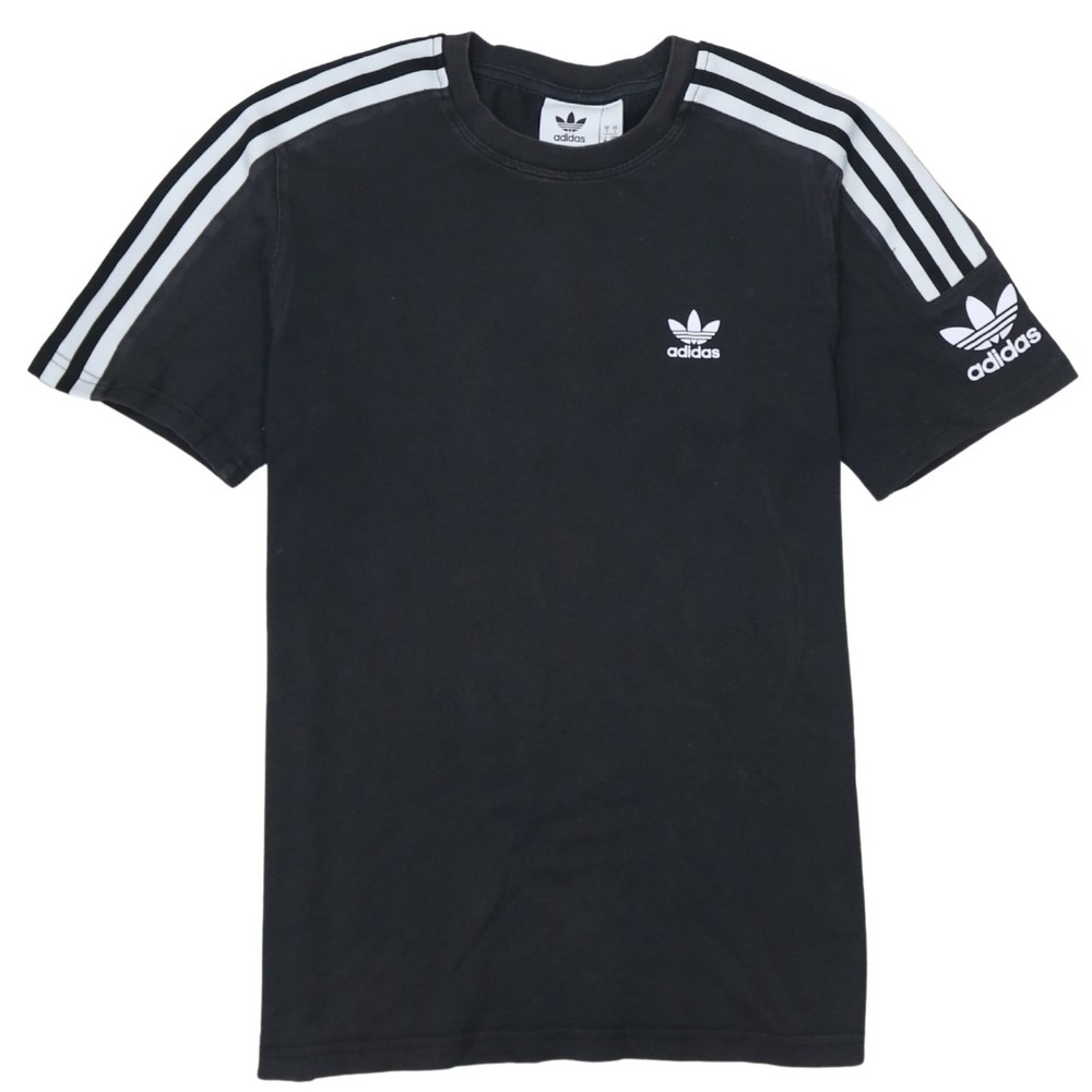 Adidas Mens T Shirt Black Cotton Jersey Trefoil Logo Three Stripe Vintage S