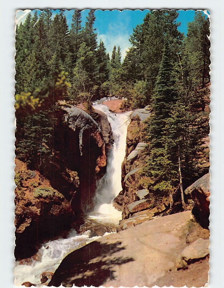 Postcard Chasm Falls Rocky Mountain National Park Colorado USA