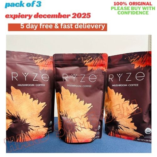 ryze mushroom Coffee 30 Servings Per Pack (PACK OF 3) same day dispatch