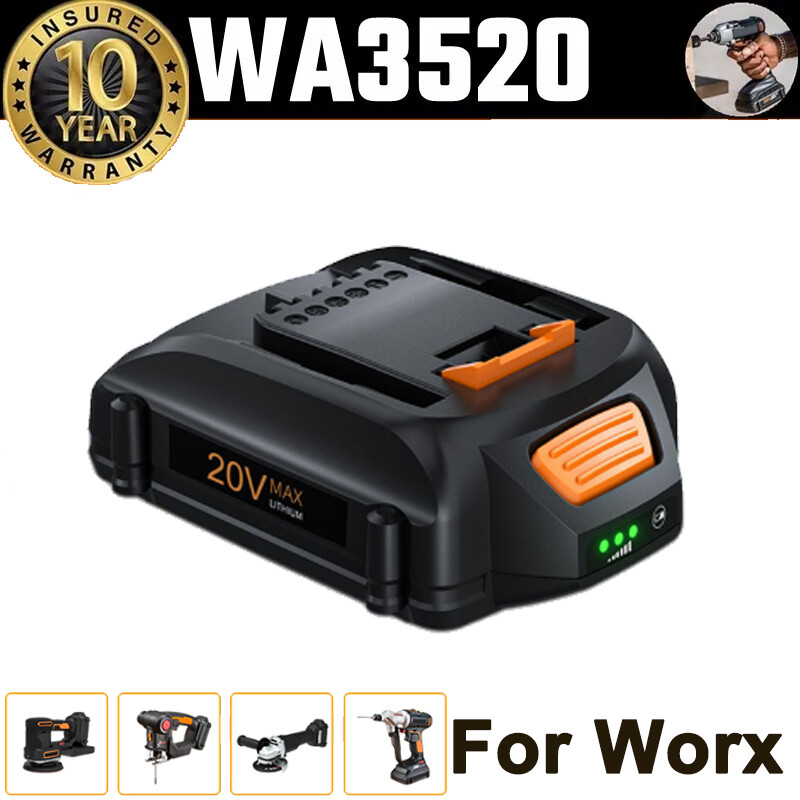 1x 3000mAh Li-ion Black Replacement For Worx 20V Battery Battery WA3520 WA3525