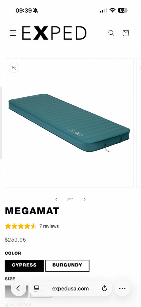 Exped DeepSleep Mat Self‑Inflating Camping Sleeping Pad, Long Wide/Ocean