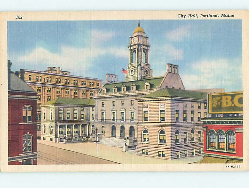 Unused Linen CITY HALL SCENE Portland Maine ME : make an offer hs5874@