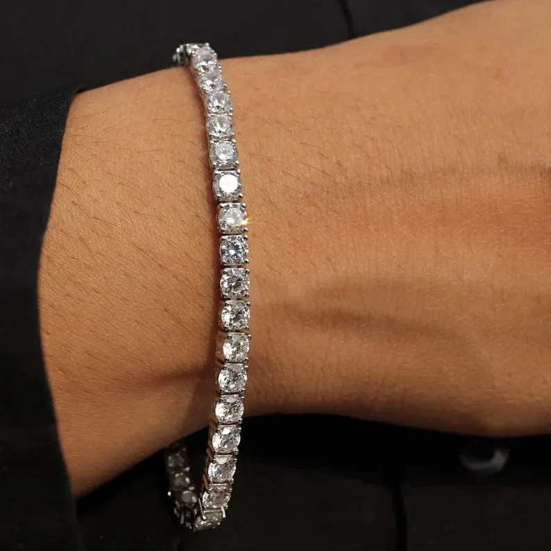 14K White Gold Plated Certified Moissanite Tennis Bracelet For Any Occasion