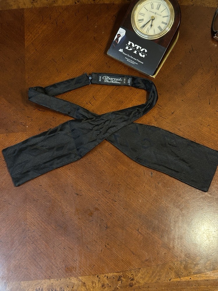 Charvet Place Vendôme Black Texture Silk Bow Tie Made In France