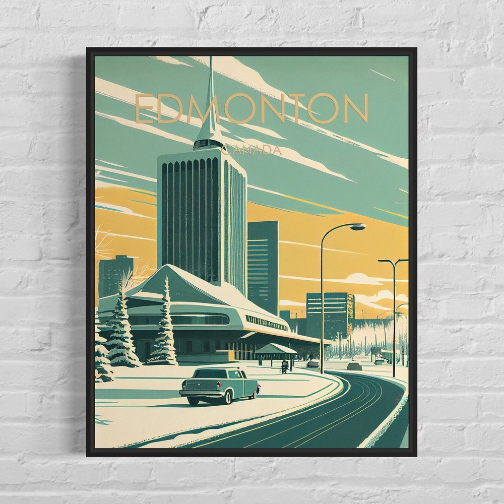 Edmonton Canada Retro Art Print Edmonton Wall Art Illustration Edmonton Vintage