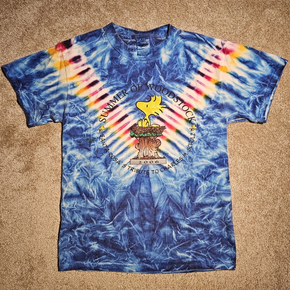 Vtg Y2k Summer Of Woodstock Tie Dye Mens S T-Shirt 2006 Rave Hippie Grunge 90s