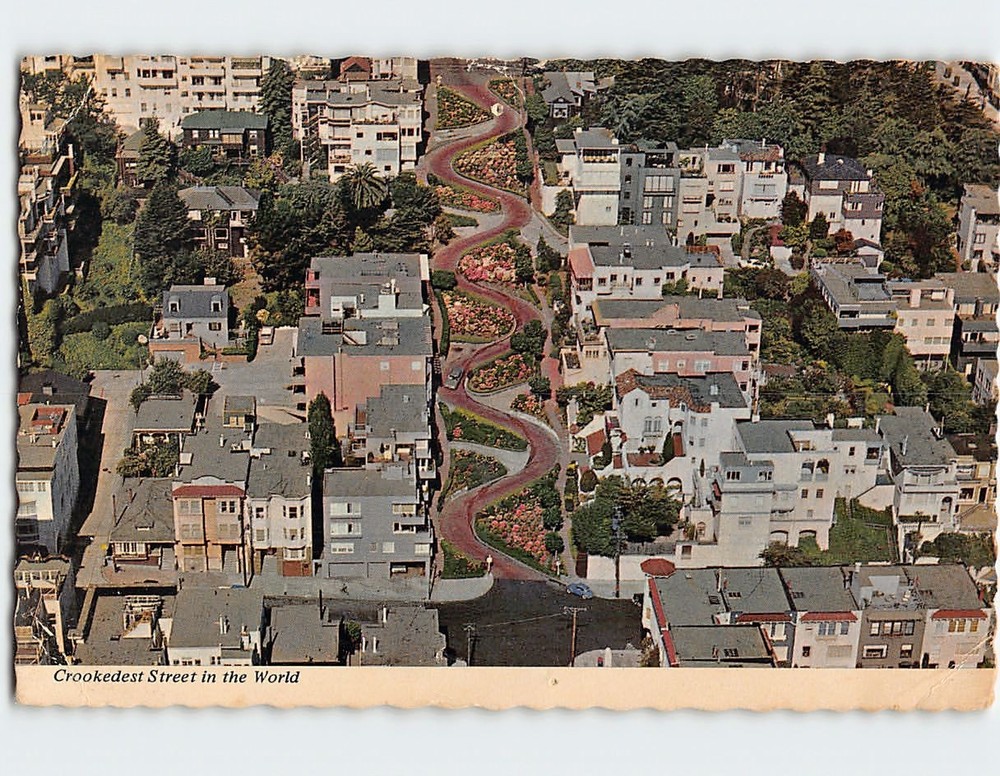 Postcard Aerial View Lombard Street San Francisco California USA