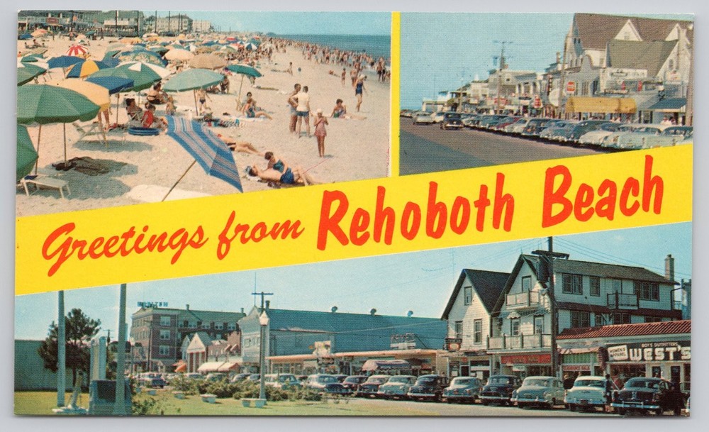 Vintage Greetings from Rehoboth Beach Delaware Photochrome Postcard