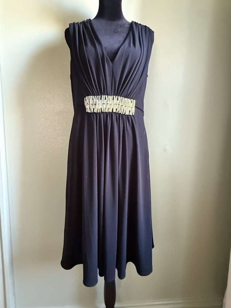 Calvin Klein Women's Black  Silver Embellished Sleeveless Dress Sz 10