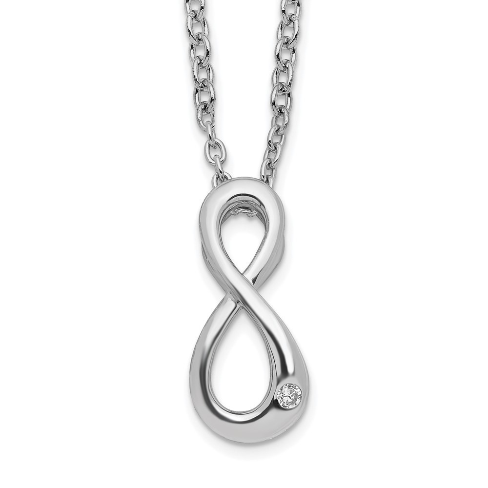 Sterling Silver Rhodium-plated Diamond Infinity Symbol Necklace 18