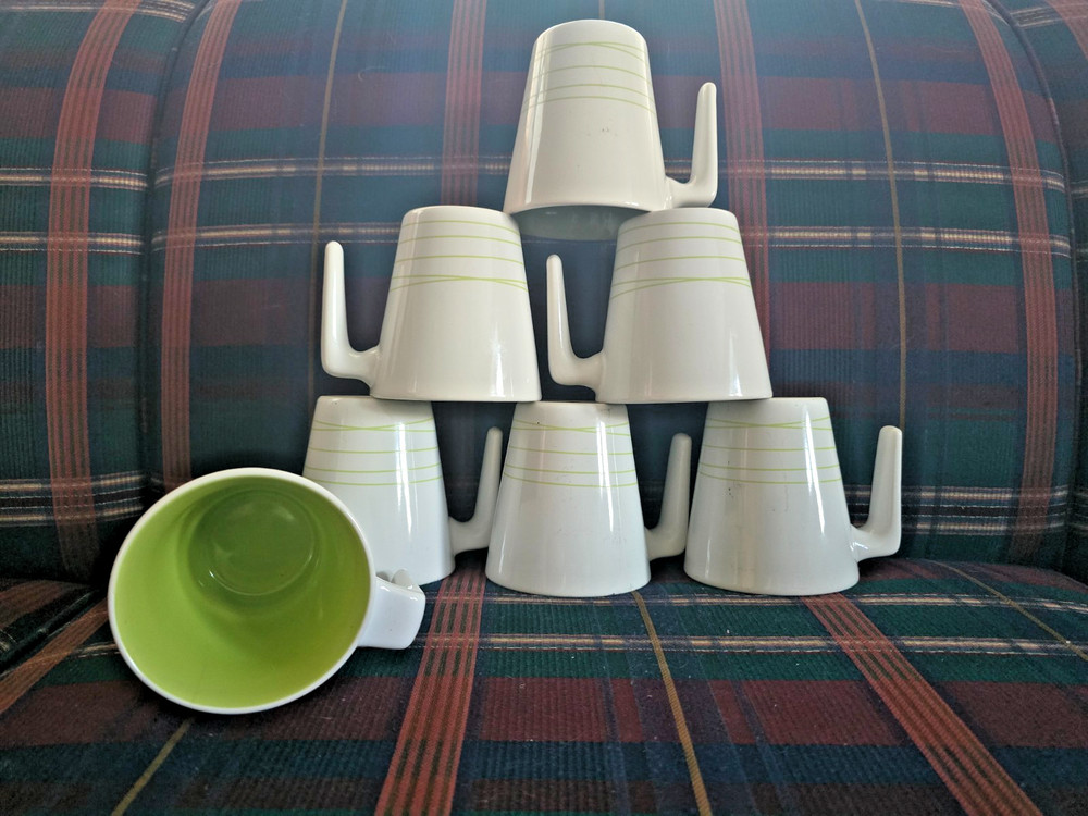 New Set of ikea Lime Green Cups te Mugs L Handle Stackable Coffee modern simple
