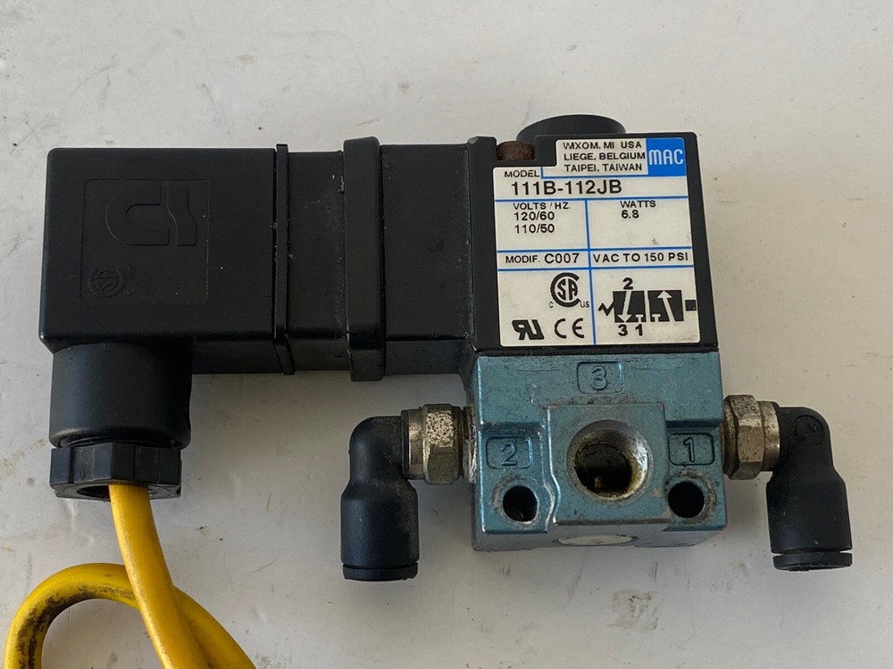 MAC 111B-112JB SOLENOID VALVE 120 Volts 6.8 Watts 150 Psi
