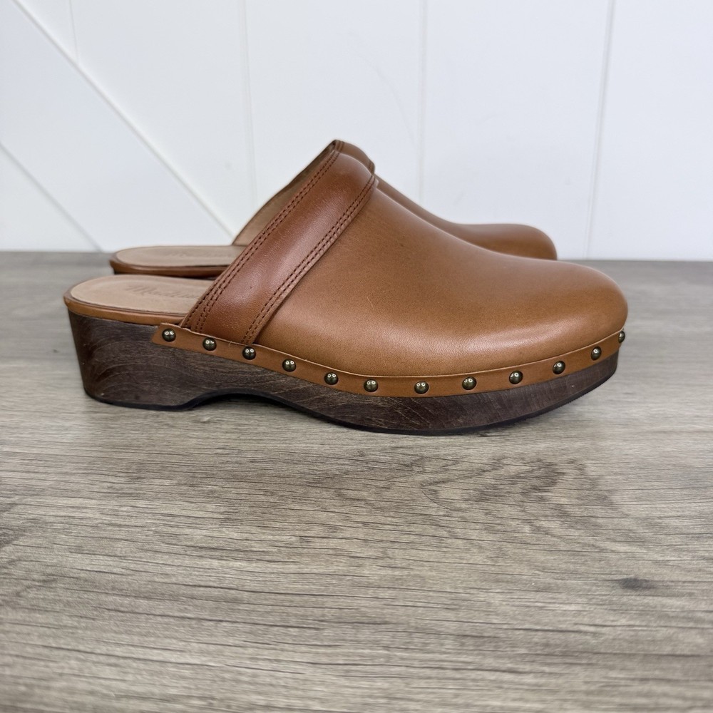 MADEWELL Women's Cecily Clog in Oiled Leather English Saddle Size 7.5