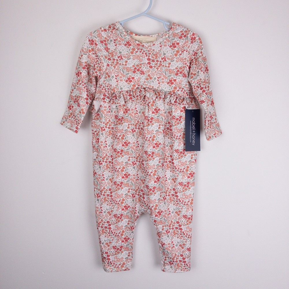 Mabel Honey Floral Ruffle Cottage Romper Toddler 24 Months White Amber New