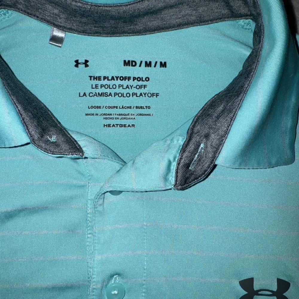 Under Armour Polo Shirt Mens Medium Blue HeatGear Playoff Golf Performance
