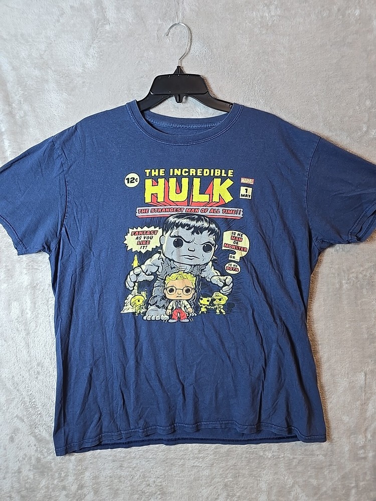Funko Pop Marvel T-Shirt Mens Large Blue Incredible Hulk Superhero