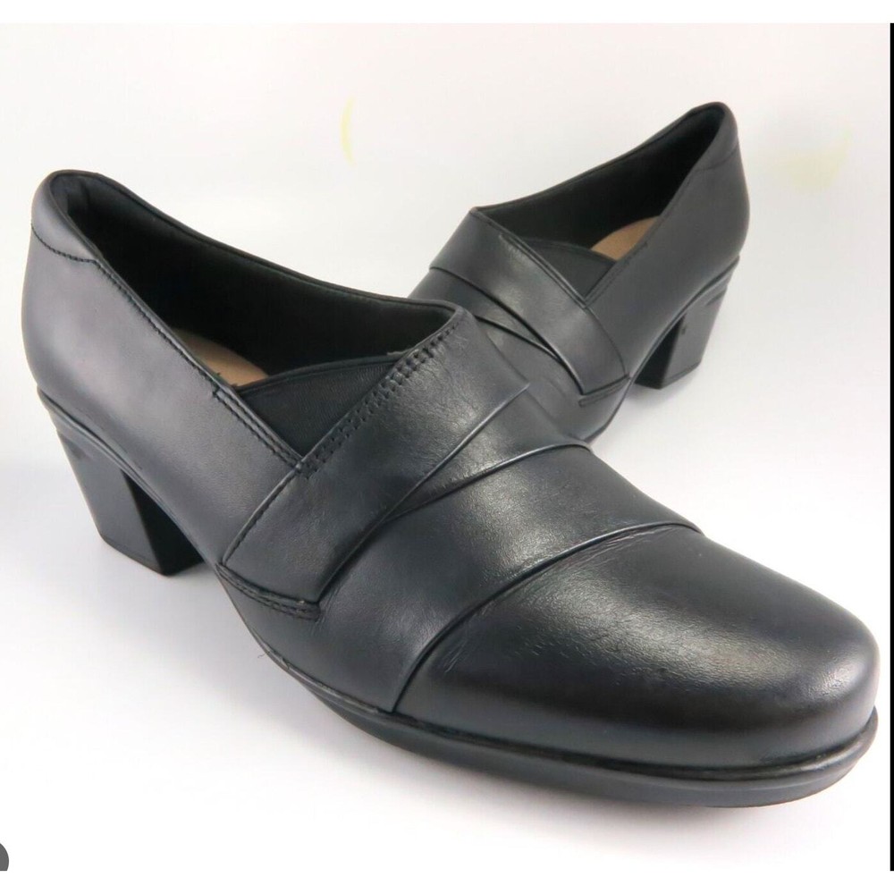 Clarks GENETTE Loafers Womens Size 10M Black Leather Shooties