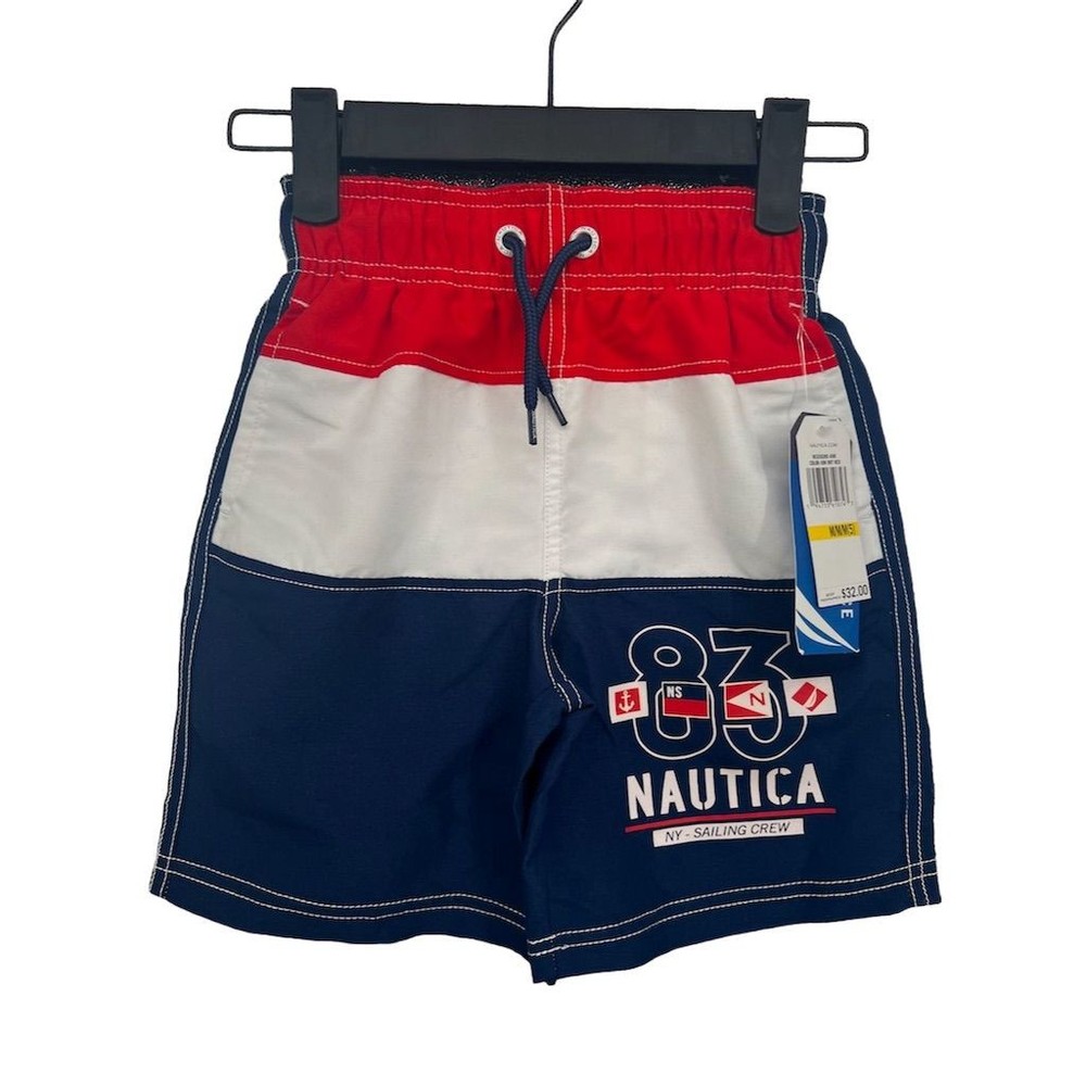 New Nautica Boys' Boardshorts Swim Trunks Multicolor Size 5 UV Protection - AC-image