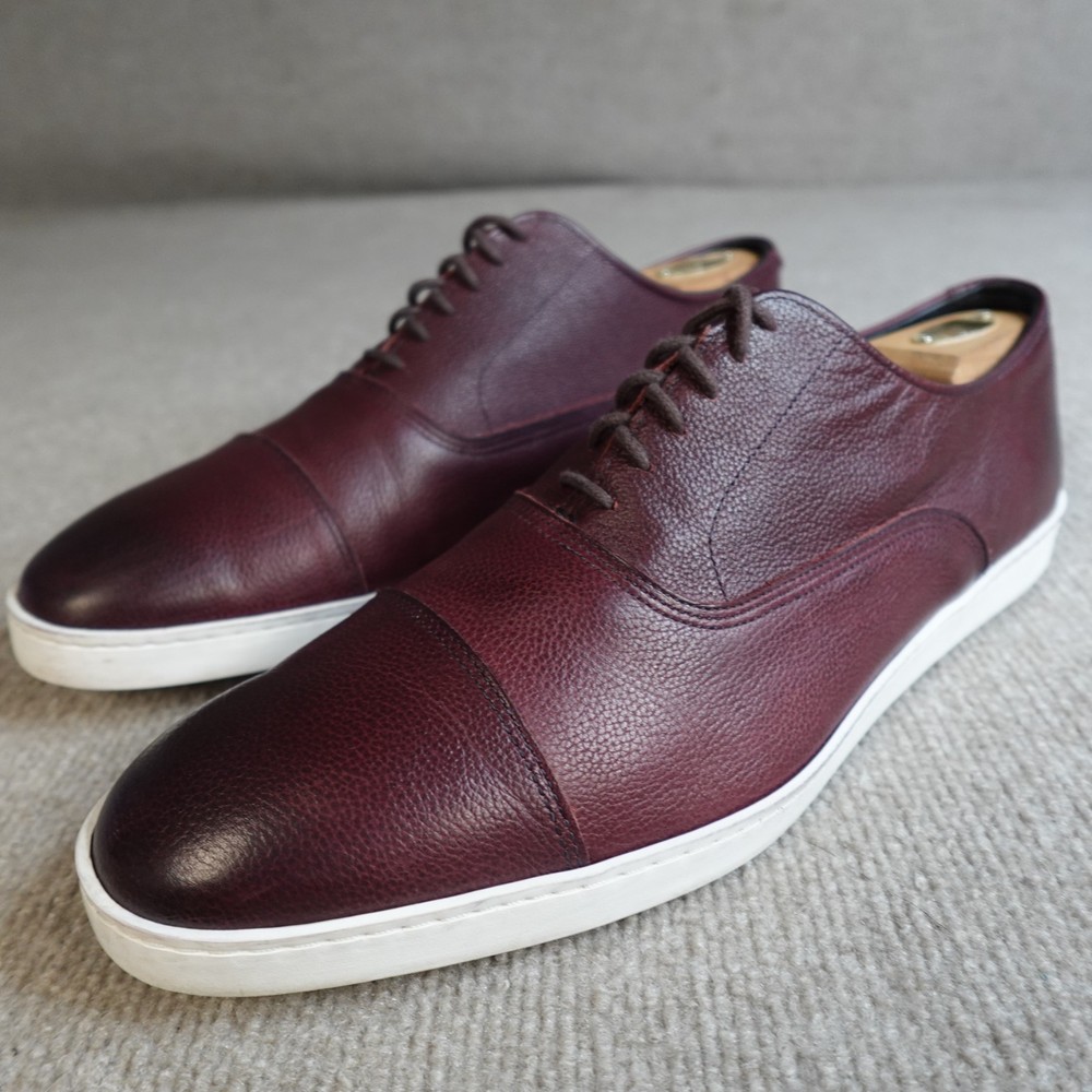 Allen Edmonds Mens Sneakers 12 Red Burgundy Pebbled Leather Cap Toe
