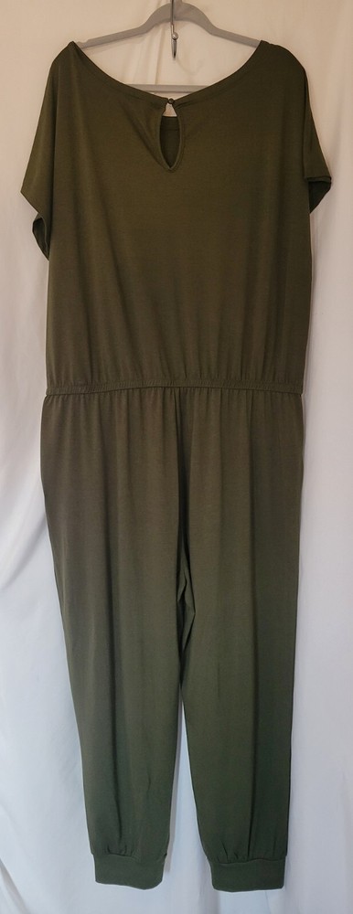 Jumpsuit Women's 3XL Green Short Sleeve One-piece Pockets Plus Pretty Garden