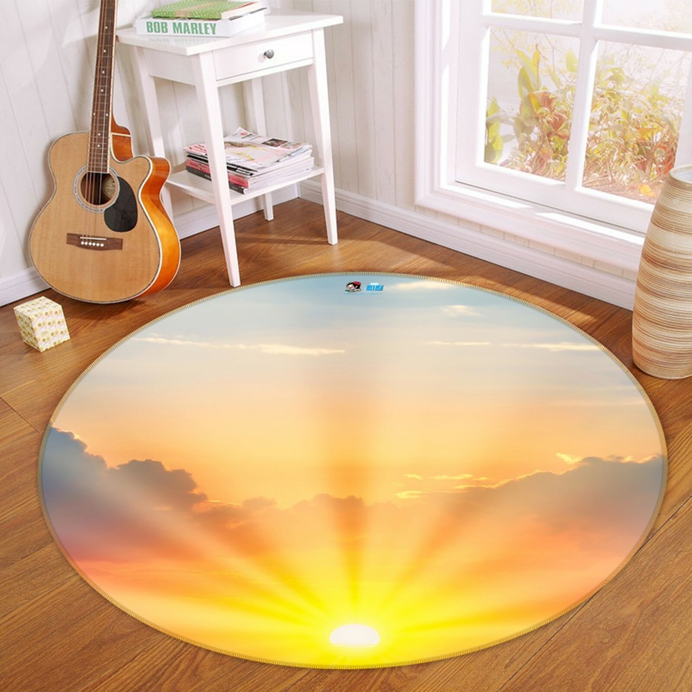 3D Sunrise Sun Yellow NAO10339 Game Rug Mat Elegant Photo Carpet Mat Fay