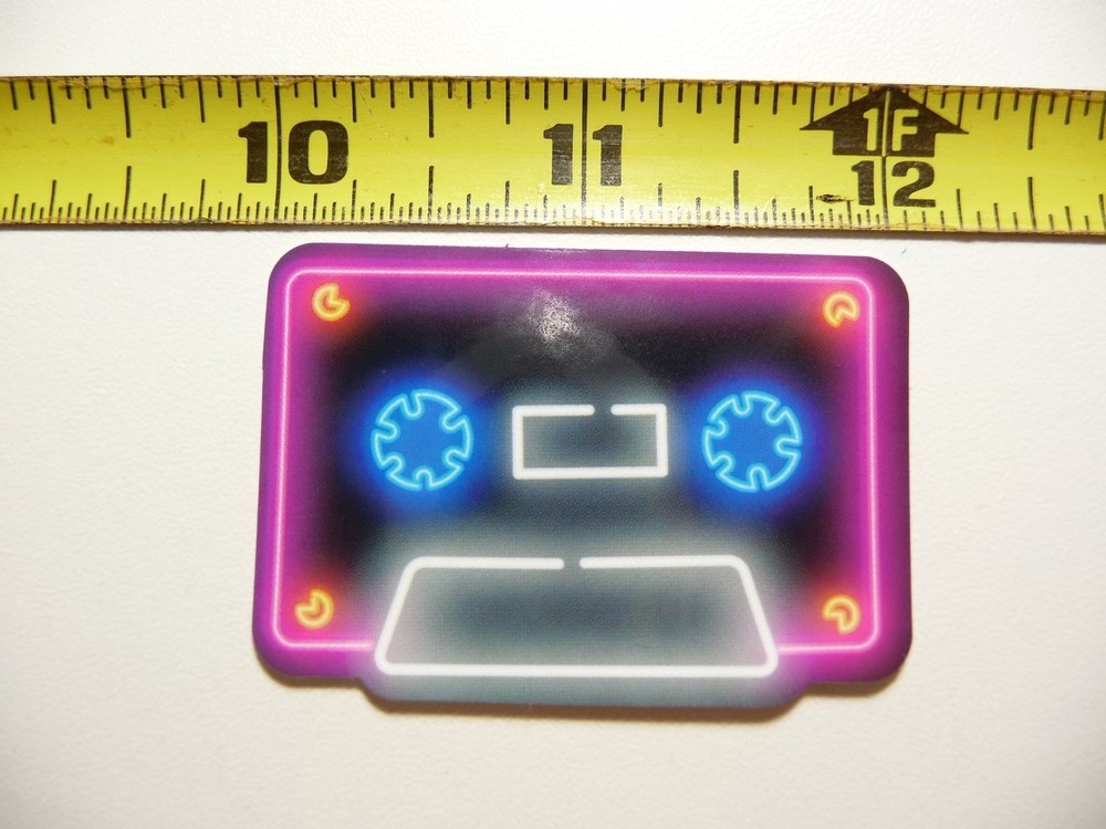 Retro Neon Cassette Tape Sticker Decal Colorful Fun Playful Design