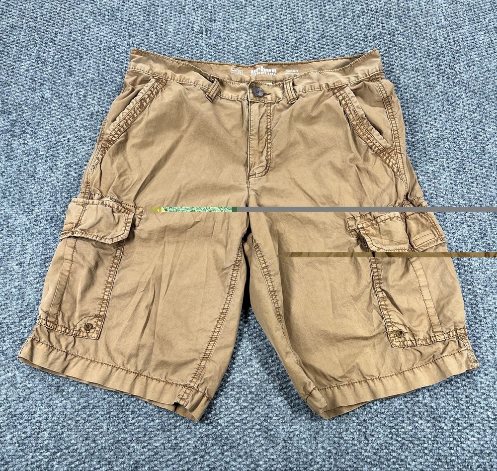 Urban Pipeline Super Flex Cargo Shorts 33 Khaki Beige Stretch Hits At Knee