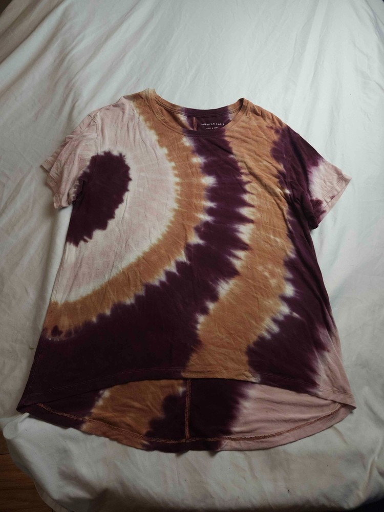 American Eagle T-Shirt Womens M Purple Tie Dye Psychedelic Whimsigoth Festival