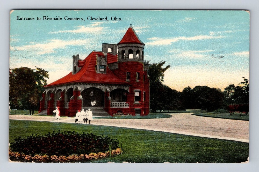 Cleveland OH-Ohio, Entrance To Riverside Cemetery, Vintage c1912 Postcard