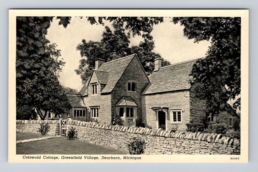 Dearborn MI-Michigan, Cotswold Cottage, Greenfield Village, Vintage Postcard