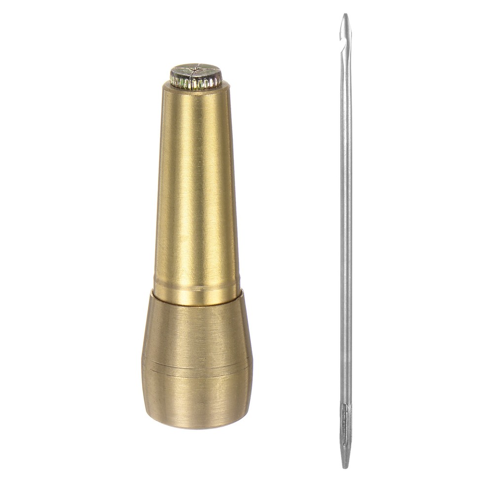 Copper Handle Sewing Awl Set Awl Needle Repair Tool Kit with 1 Needle, Yellow