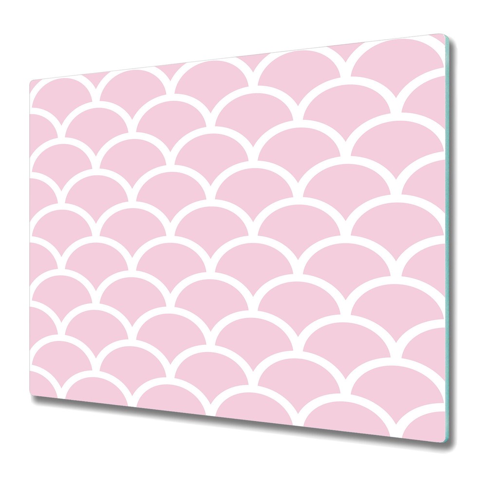 Tempered Glass Induction Ceramic Hob Cover Pink japan circles scallop 60x52