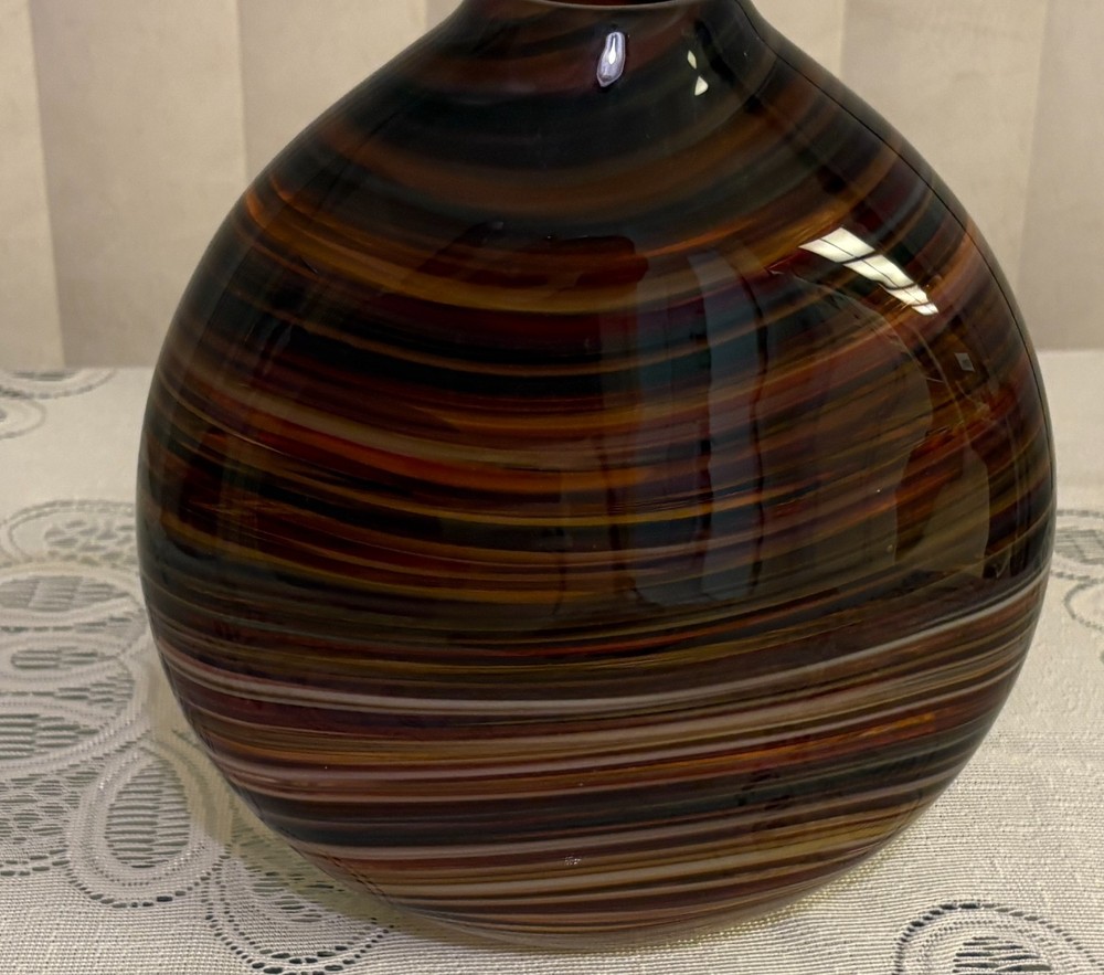 Hand Blown Art Glass Globe Vase Vintage  Browns