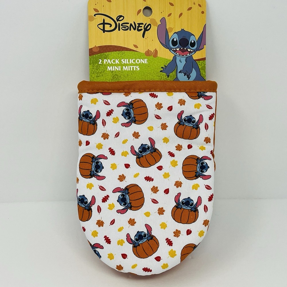 Disney Lilo & Stitch 2 Pack Mini Oven Mitts Hawaiian Autumn Fall Foliage Pumpkin