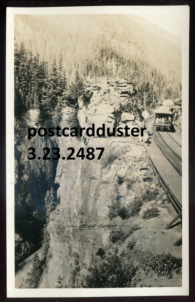 REVELSTOKE BC 1930s Albert Canyon Railway Train Real Photo Postcard by G. Sutton