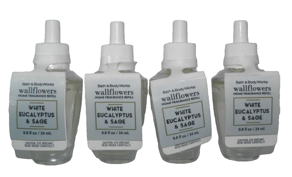 Bath & Body Works WHITE EUCALYPTUS & TEA WALLFLOWER REFILL BULB (4 PACK)