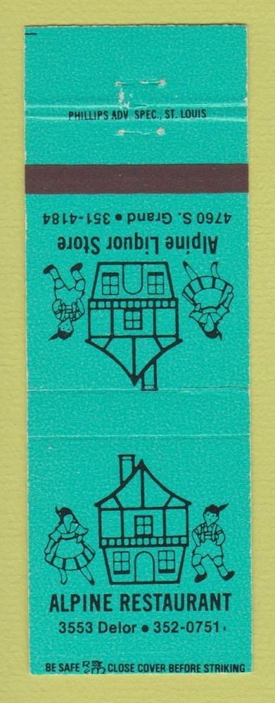 Matchbook Cover - Alpine Liquor Store St Louis MO