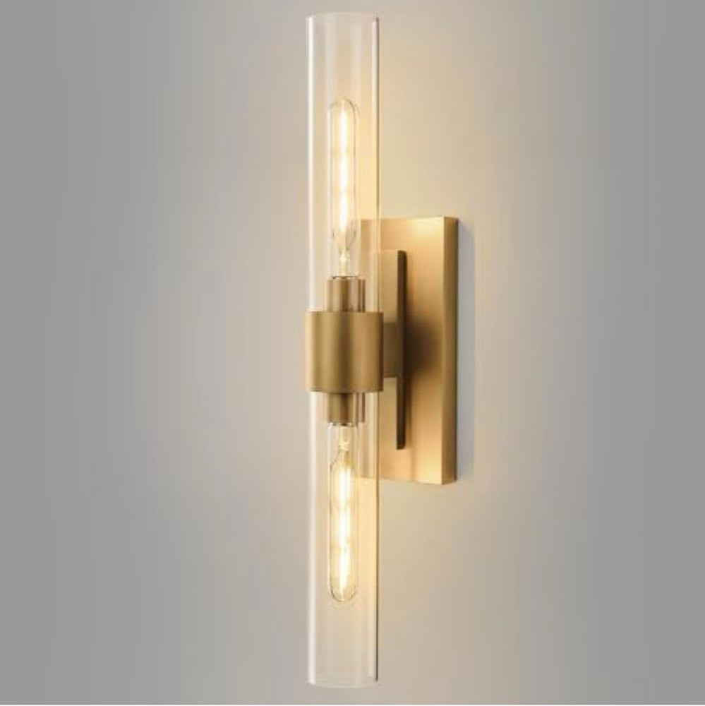 Champagne Brass Bathroom Wall Sconce - Modern Gold Light Sconces - Dimmable Ligh