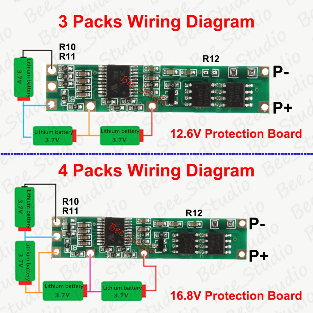 Battery BMS Protection PCB Board for 3-4 packs 18650 Li-ion Lithium Battery Cell