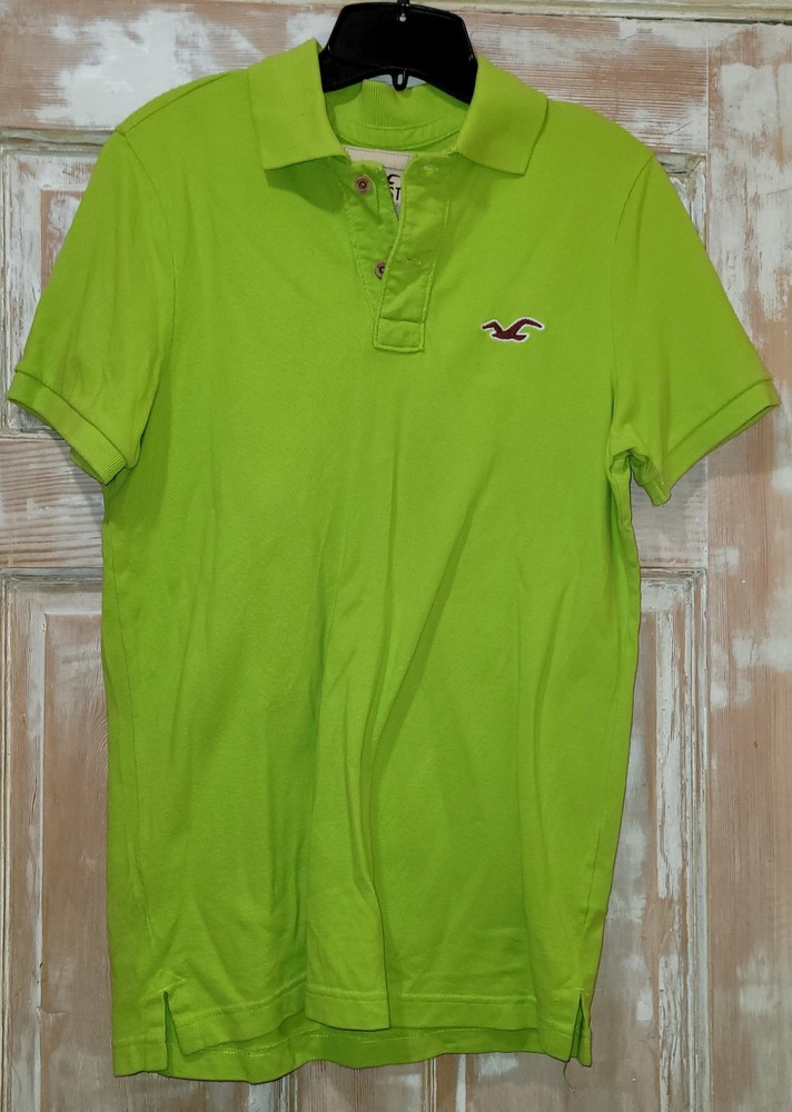 Y2K Hollister Men's Polo Shirt Size M  Lime Color