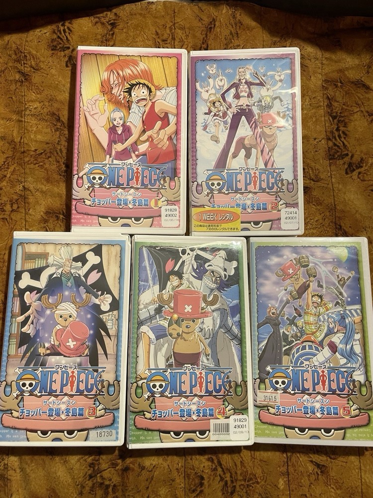 One Piece Anime VHS - Season 3 Volumes 1 - 5 Japanese Imports Rare 2002 Rental